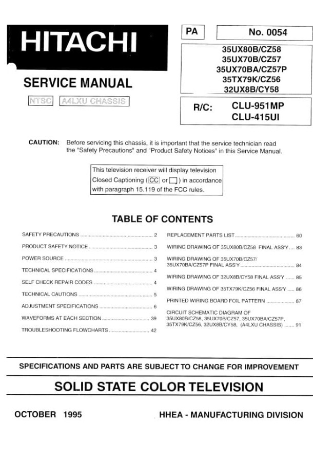 A4LXU_35UX80B, 35UX70B, 35UX70BA, 35TX79K, 32UX8B
